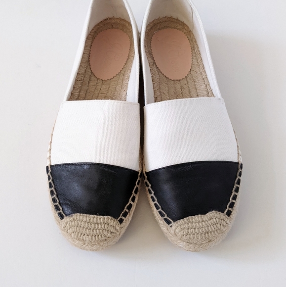 J. Crew Black & White Espadrilles With Leather Cap Toe | 6.5 - Picture 3 of 15